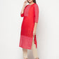 Aniyah Cotton Block Print Red Straight Kurta - Swadesiicart