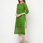 Aniyah Green Cotton Block print straight kurta - Swadesiicart