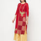 Aniyah Cotton Foil Print Maroon Straight Kurta - Swadesiicart