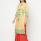 Aniyah Rayon Digital Screen Print Golden Beige Straight Kurta - Swadesiicart