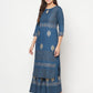 Aniyah Rayon Block Print Straight Blue Kurta - Swadesiicart