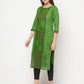 Aniyah Cotton Block Print Green Straight Kurta - Swadesiicart