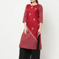 Aniyah Rayon Digital Screen Print Maroon Straight Kurta - Swadesiicart