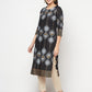 Aniyah Rayon Screen Print Black Straight Kurta - Swadesiicart