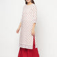 Aniyah Rayon Digital Screen Print White And Red Straight Kurta - Swadesiicart