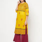 Aniyah Mustard Cotton Block Print Straight Kurta - Swadesiicart