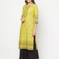 Aniyah Rayon Digital Screen Print Parrot Green Straight Kurta - Swadesiicart