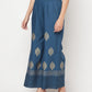 Aniyah Rayon Block Print Flared Slip-on Blue Palazzo