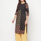 Aniyah Black Color Cotton Block Print Straight Kurta - Swadesiicart