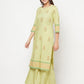 Aniyah Rayon Screen Print Pista Green Straight Kurta - Swadesiicart