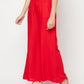 Aniyah Rayon Flared Slip-On Red Palazzo