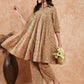 InWeave Women's Pear Green Orange Floral Print Flared Kurta Pant Set - Swadesiicart