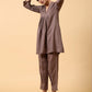 trueBrowns Cotton Linen Burnt Brown Pleated Co-Ord Set - Swadesiicart