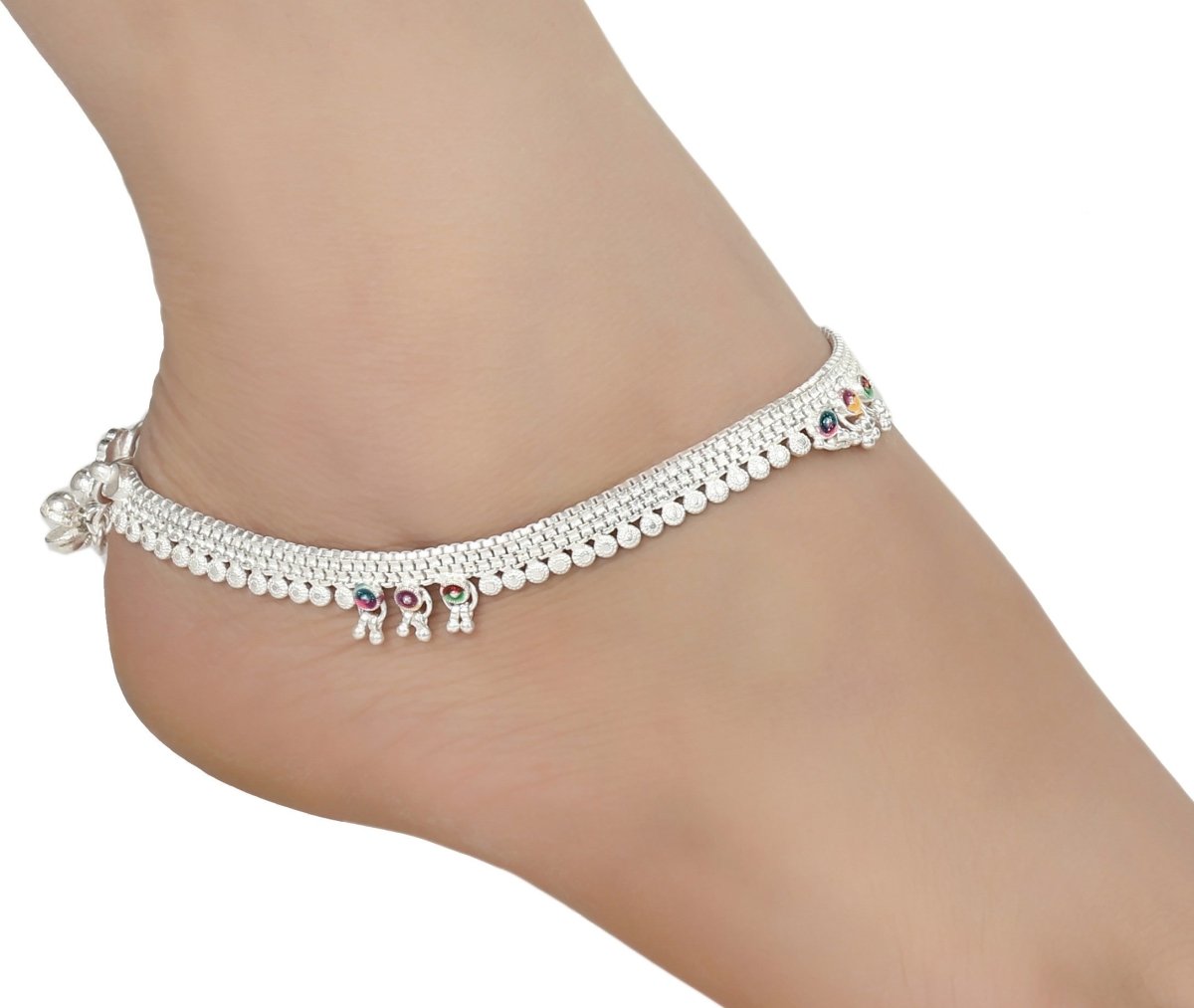 AanyaCentric Silver Plated White Metal Payal Indian Traditional Ethnic Fashion Imitation Jewellery Foot Chain | Swadesiicart