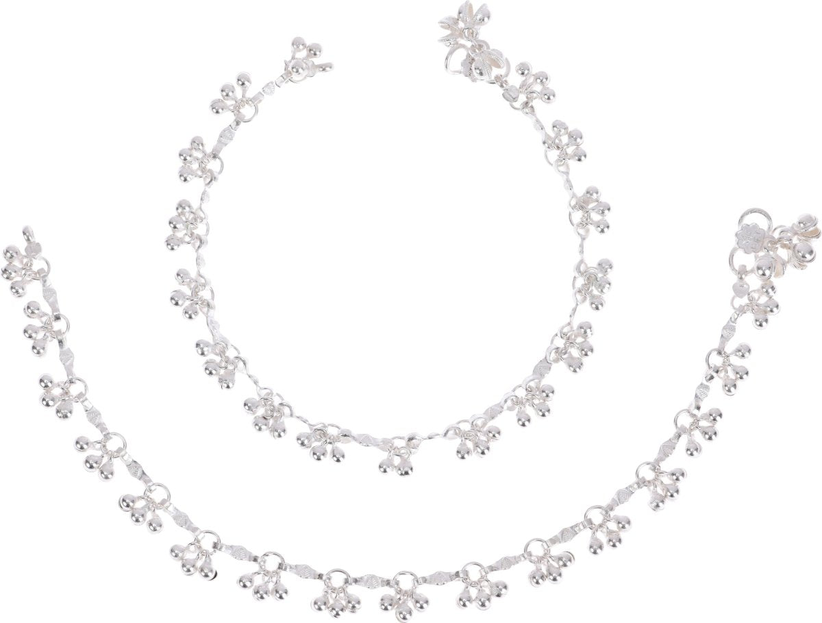 AanyaCentric Silver Plated Alloy Payal Indian Traditional Ethnic Fashion Imitation Jewellery Foot Chain | Swadesiicart