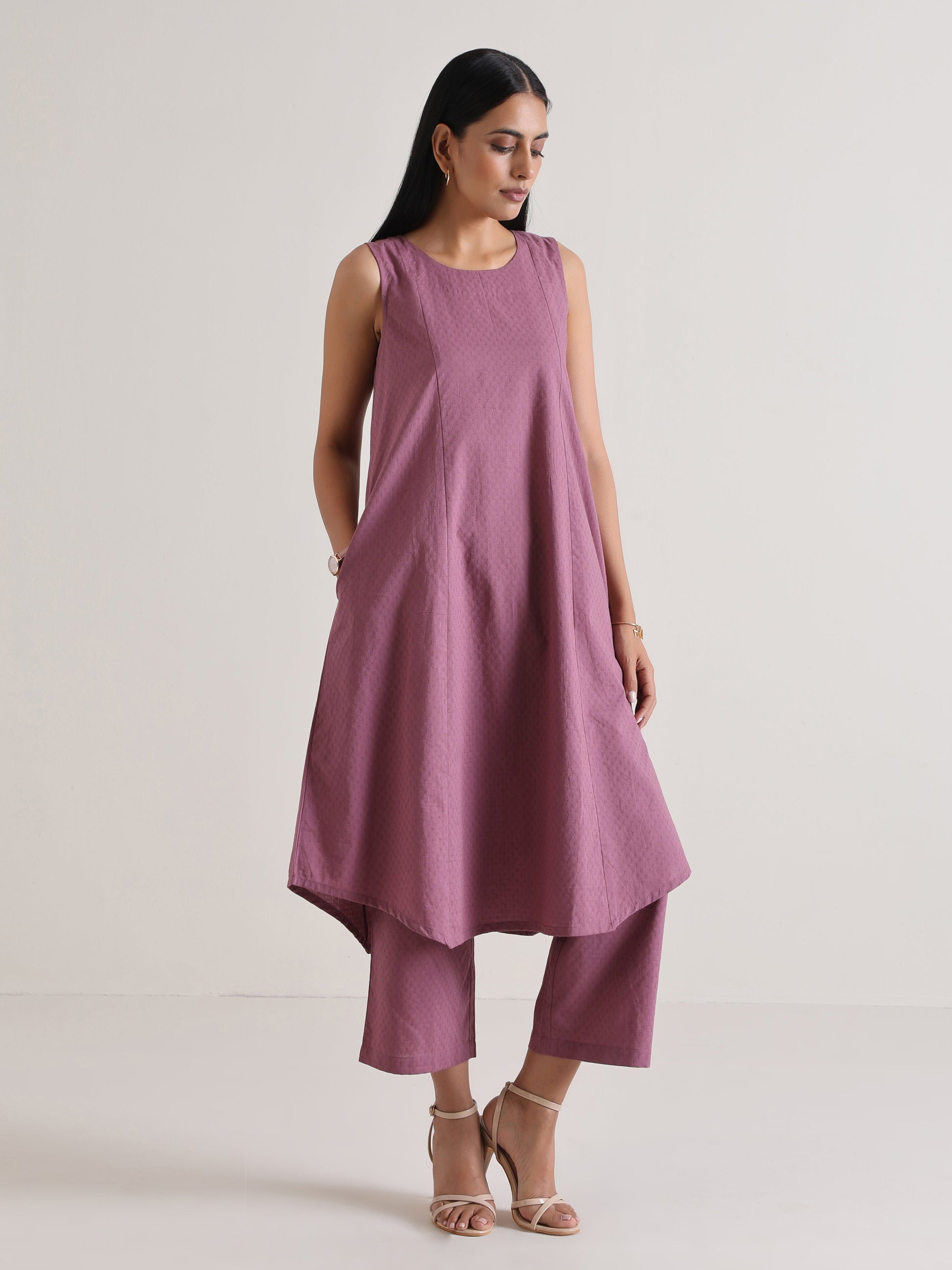 trueBrowns Orchid Panelled Co-ord Set - Swadesiicart