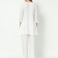 Fab Fashion White Pure Cotton V Neck Co-Ord Set - Swadesiicart