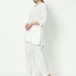 Fab Fashion White Pure Cotton V Neck Co-Ord Set - Swadesiicart