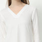 Fab Fashion White Pure Cotton V Neck Co-Ord Set - Swadesiicart