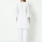 Fab Fashion White Chiken Kari Co-Ord Bell Sleeve V Neck Set - Swadesiicart