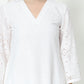 Fab Fashion White Chiken Kari Co-Ord Bell Sleeve V Neck Set - Swadesiicart