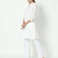 Fab Fashion Pannel White Chiken Kari Co-Ord Set With Round Cut Neck - Swadesiicart