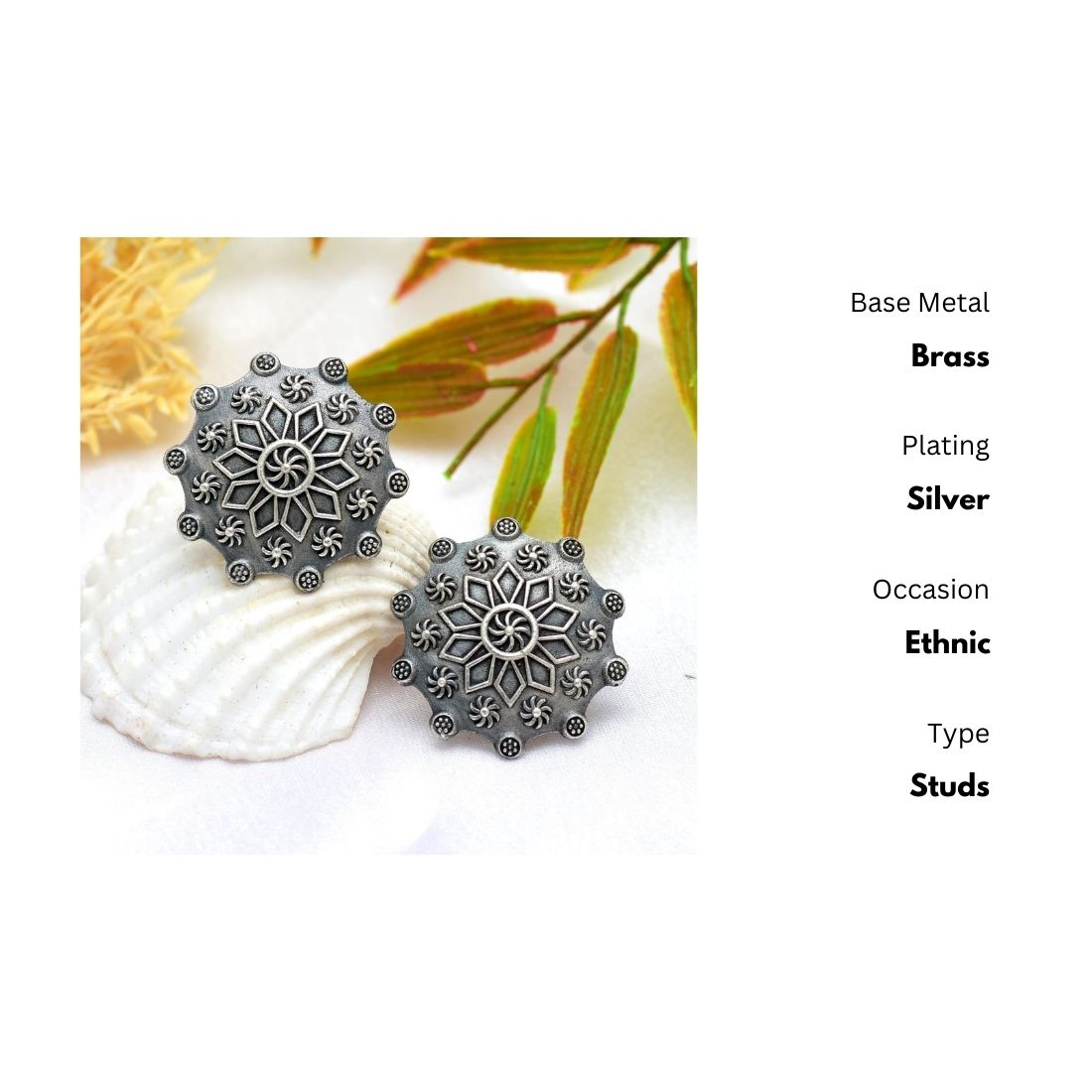 New Stylish Oxidized Gold-Polished Gold Studs Earrings for Womens by House of Ree | Swadesiicart