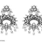 Tehzeeb Creations Women's Silver Colour Oxidised Necklace And Earrings With White Kundan - Swadesiicart