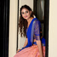 Lorenvalley Peach Kanchipuram Zari Weaving Work Lehenga Choli | Swadesiicart