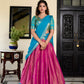 Lorenvalley Pink Kanchipuram Zari Weaving Work Lehenga Choli | Swadesiicart