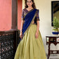 Lorenvalley Pista Kanchipuram Zari Weaving Work Lehenga Choli | Swadesiicart
