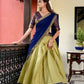 Lorenvalley Pista Kanchipuram Zari Weaving Work Lehenga Choli | Swadesiicart