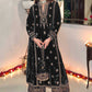 Lorenvalley Fashion Women Black Velvet Embroidered Salwar Suit Material | Swadesiicart
