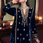 Lorenvalley Fashion Women Blue Velvet Embroidered Salwar Suit Material | Swadesiicart