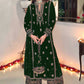 Lorenvalley Fashion Women Green Velvet Embroidered Salwar Suit Material | Swadesiicart