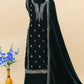 Lorenvalley Fashion Women Green Velvet Embroidered Salwar Suit Material | Swadesiicart