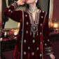 Lorenvalley Fashion Women Maroon Velvet Embroidered Salwar Suit Material | Swadesiicart