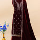 Lorenvalley Fashion Women Maroon Velvet Embroidered Salwar Suit Material | Swadesiicart