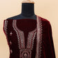 Lorenvalley Fashion Women Maroon Velvet Embroidered Salwar Suit Material | Swadesiicart