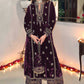 Lorenvalley Fashion Women Purple Velvet Embroidered Salwar Suit Material | Swadesiicart