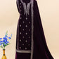 Lorenvalley Fashion Women Purple Velvet Embroidered Salwar Suit Material | Swadesiicart