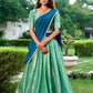 Lorenvalley Pista Kanchipuram Zari Weaving Work Lehenga Choli with Dupatta | Swadesiicart