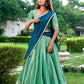 Lorenvalley Pista Kanchipuram Zari Weaving Work Lehenga Choli with Dupatta | Swadesiicart