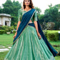 Lorenvalley Pista Kanchipuram Zari Weaving Work Lehenga Choli with Dupatta | Swadesiicart