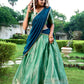 Lorenvalley Pista Kanchipuram Zari Weaving Work Lehenga Choli with Dupatta | Swadesiicart
