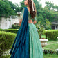 Lorenvalley Pista Kanchipuram Zari Weaving Work Lehenga Choli with Dupatta | Swadesiicart