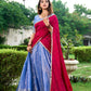 Lorenvalley Royal Blue Kanchipuram Zari Weaving Work Lehenga Choli with Dupatta | Swadesiicart