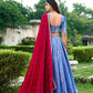 Lorenvalley Royal Blue Kanchipuram Zari Weaving Work Lehenga Choli with Dupatta | Swadesiicart