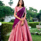 Lorenvalley Pink Kanchipuram Zari Weaving Work Lehenga Choli with Dupatta | Swadesiicart