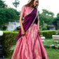 Lorenvalley Pink Kanchipuram Zari Weaving Work Lehenga Choli with Dupatta | Swadesiicart
